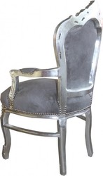 Silla de comedor Casa Padrino barroca con apoyabrazos Gris / Plata - muebles de estilo antiguo Silla de comedor Casa Padrino barroca con apoyabrazos Gris / Plata - muebles de estilo antiguo