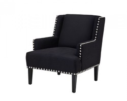 Casa Padrino Poltrona Club Art Déco di Design Nera - Poltrona di Lusso in Tessuto, 74 x 80 x 89 cm