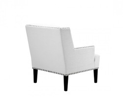 Casa Padrino Designer Art Deco Club Sessel in Weiß mit schwarzen Beinen und Nickel Nägeln, 74 x 80 x 89 cm
