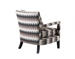 Casa Padrino Luxus Lounge Sessel Zickzack Braun mit schwarzen Beinen und Antik-Bronze Nägeln 70 x 70 x 81 cm