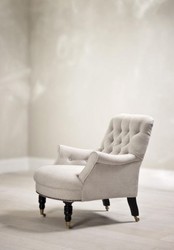 Casa Padrino Luxury Lounge Chair in Natural Linen with Black Legs, 75 x 89 x 89 cm