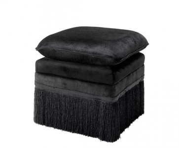 Casa Padrino Taburete de Lujo Negro 41 x 41 x H. 42 cm - Elegante Otomana para Hoteles y Espacios Exclusivos