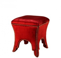 Casa Padrino Luxury Stool in Baroque Style Red and Antique Brass 39 x 39 x H. 45 cm