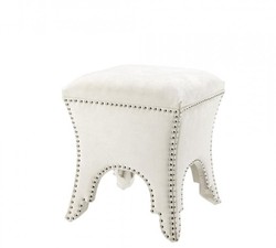 Casa Padrino Luxury Stool White, elegant upholstered stool with steel and wood, 39 x 39 x H. 45 cm