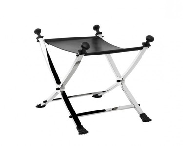 Sgabello di lusso Casa Padrino in pelle nera 61 x 46 x H. 48 cm - Edizione limitata