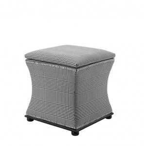 Casa Padrino Taburete de lujo estilo barroco Negro & Blanco 47 x 47 x H. 52 cm con clavos de níquel