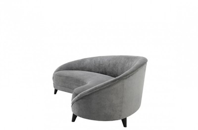 Casa Padrino Luxus Sofa gebogen in Hellgrau mit schwarzen Beinen - 245 x 87 x 79 cm