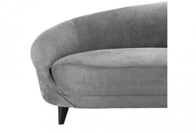 Casa Padrino Luxus Sofa gebogen in Hellgrau mit schwarzen Beinen - 245 x 87 x 79 cm