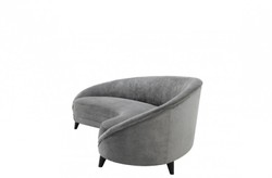 Casa Padrino Luxury Sofa curved in Light Grey with black legs - 245 x 87 x 79 cm
