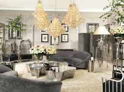 Casa Padrino Luxury Sofa curved in Light Grey with black legs - 245 x 87 x 79 cm