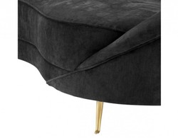 Casa Padrino Canapé de Luxe Courbé, Velours Noir et Pieds en Laiton, 245 x 87 x 79 cm