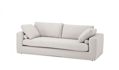 Casa Padrino Luxus Sofa Panama Natural mit poliertem Stahl Sockel - 222 x 100 x 80 cm