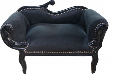 Casa Padrino Chaise Longue Barocca per Cani & Gatti - Nero / Nero - 78 x 48 x 50 cm Casa Padrino Chaise Longue Barocca per Cani & Gatti - Nero / Nero - 78 x 48 x 50 cm