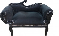 Casa Padrino Chaise Longue Barocca per Cani & Gatti - Nero / Nero - 78 x 48 x 50 cm