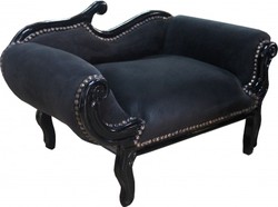 Casa Padrino Chaise Longue Barocca per Cani & Gatti - Nero / Nero - 78 x 48 x 50 cm