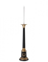 Casa Padrino Bougeoir de luxe en laiton et granit noir laiton vintage 14 x H. 53 cm - Décoration d'hôtel haut de gamme
