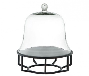 Casa Padrino Luxury Art Deco Cake Dome Bronze with Black Granite and Glass Lid, 35 x H. 42 cm