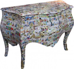 Casa Padrino Cassettiera Barocca Design Comic 130 cm, Mod3 - Comò di Lusso Fatto a Mano in Legno Massello Casa Padrino Cassettiera Barocca Design Comic 130 cm, Mod3 - Comò di Lusso Fatto a Mano in Legno Massello