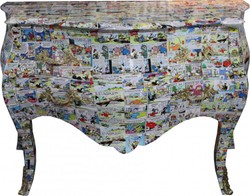 Casa Padrino Cassettiera Barocca Design Comic 130 cm, Mod3 - Comò di Lusso Fatto a Mano in Legno Massello Casa Padrino Cassettiera Barocca Design Comic 130 cm, Mod3 - Comò di Lusso Fatto a Mano in Legno Massello