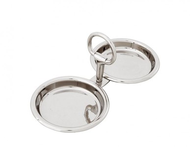 Casa Padrino Doppia ciotola di lusso in ottone nichelato - Elegante piatto da portata per noci o snack - 29,5 x 13,5 x H. 12,5 cm