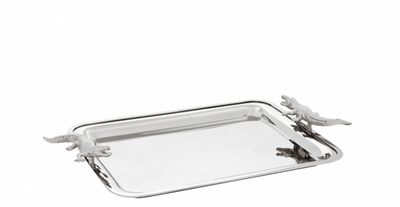 Casa Padrino Luxury Designer Crocodile Tray Silver 51 x 38 x H. 6 cm