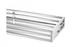 Casa Padrino Plateau de luxe designer en acier inoxydable finition nickel argent 60 x 20 x H. 5,5 cm