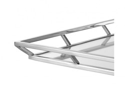 Casa Padrino Vassoio di lusso designer in acciaio inox finitura nichel argento 50 x 50 x H. 4,5 cm