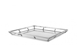 Casa Padrino Vassoio di lusso designer in acciaio inox finitura nichel argento 50 x 50 x H. 4,5 cm