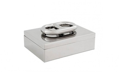 Casa Padrino Lussuosa Beauty Box in Acciaio Inox Argento 28 x 21 x H. 12 cm - Collezione Hotel