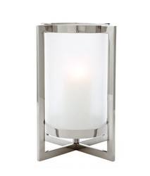 Casa Padrino Lanterna di lusso Portacandele in finitura nichel, diametro 36 cm, altezza 46 cm