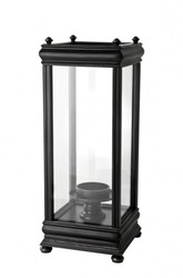 Casa Padrino Farol Portavelas de lujo en aluminio y cristal antracita 21 x 21 x Al. 52 cm