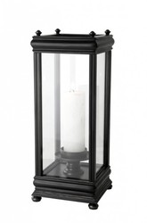 Casa Padrino Farol Portavelas de lujo en aluminio y cristal antracita 21 x 21 x Al. 52 cm