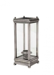 Casa Padrino Lanterna Portacandele di Lusso Argento Antico, 21 x 21 x H. 52 cm