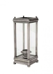 Casa Padrino Lanterna Portacandele di Lusso Argento Antico, 21 x 21 x H. 52 cm