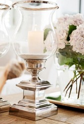 Casa Padrino Candelabro di Lusso in Alluminio Finitura Nickel - Diametro 21 cm / Altezza 48 cm
