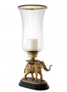 Casa Padrino Portacandele di lusso Elefante finitura ottone con base in granito, 30,5 x 24 x 64 cm