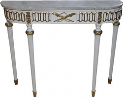 Casa Padrino Consola Barroca con Tapa de Mármol, Blanco/Oro 112 cm - Mesa de Pared Estilo Antiguo Casa Padrino Consola Barroca con Tapa de Mármol, Blanco/Oro 112 cm - Mesa de Pared Estilo Antiguo