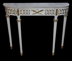 Casa Padrino Consola Barroca con Tapa de Mármol, Blanco/Oro 112 cm - Mesa de Pared Estilo Antiguo Casa Padrino Consola Barroca con Tapa de Mármol, Blanco/Oro 112 cm - Mesa de Pared Estilo Antiguo