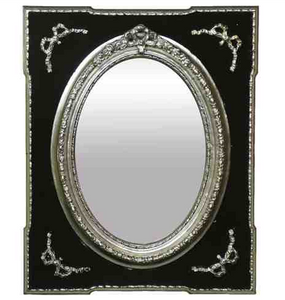 Casa Padrino Specchio Barocco da Parete in Nero e Argento, 80 x 110 cm, Decorazione di Lusso Fatta a Mano
