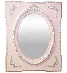 Casa Padrino Miroir Baroque Mural en Rose et Argent 80 x H. 110 cm