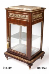 Casa Padrino Barock Vitrine im Antik Stil - Dunkelbraun / Creme / Gold - 43 x 33 x H. 78 cm