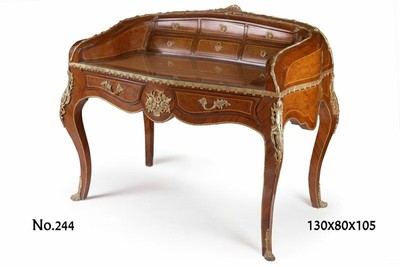 Casa Padrino Scrivania / Segretario Barocco stile francese - Marrone mogano / Ottone - 130 x 80 x H. 105 cm