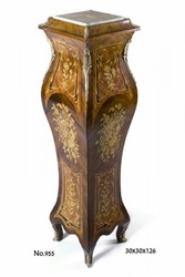 Casa Padrino Barock Säule mit Marmorbesatz 30 x 30 x H. 126 cm - Antik Stil in Mahagonibraun, Weiß und Messing