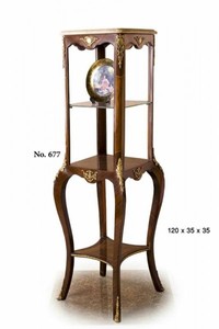 Casa Padrino Barock Beistelltisch mit Marmorplatte - Dunkelbraun / Creme / Gold - 35 x 35 x H. 120 cm