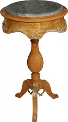 Casa Padrino Mesa Auxiliar Barroca Modelo Caoba Marrón Claro con Tablero de Mármol 70 x 41 cm