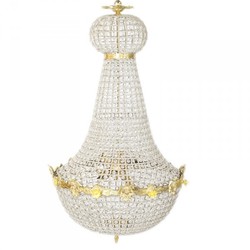 Casa Padrino Lampada a Sospensione Barocca di Lusso - Metallo dorato e Vetro - 60 x H 110 cm Casa Padrino Lampada a Sospensione Barocca di Lusso - Metallo dorato e Vetro - 60 x H 110 cm