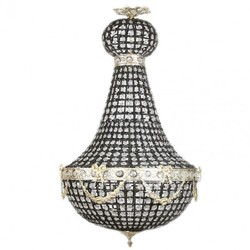 Casa Padrino Luxus Barock Decken Hängeleuchte - Elegante Pendellampe in Schwarz und Silber, 45 x H 90 cm Casa Padrino Luxus Barock Decken Hängeleuchte - Elegante Pendellampe in Schwarz und Silber, 45 x H 90 cm