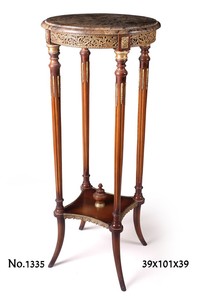Casa Padrino Baroque Side Table, Luxury Pedestal Table in Solid Wood with Marble Top, Brown and Brass, 39 x 39 x H. 101 cm Casa Padrino Baroque Side Table, Luxury Pedestal Table in Solid Wood with Marble Top, Brown and Brass, 39 x 39 x H. 101 cm