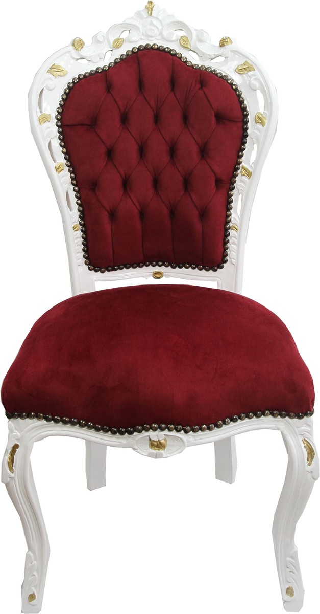 Casa Padrino Baroque dining chair Bordeaux / white with gold paint - antique style furniture Casa Padrino Baroque dining chair Bordeaux / white with gold paint - antique style furniture