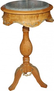 Casa Padrino Barock Beistelltisch Modell Mahagoni Hellbraun mit Marmorplatte 70 x 41 cm